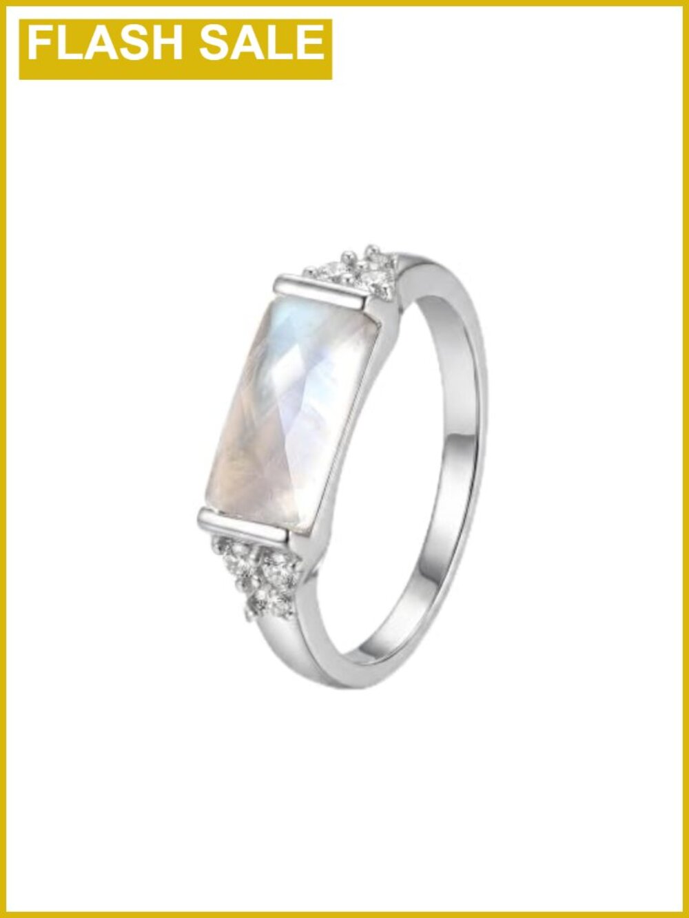 Natural Moonstone Ring Rectangle Cut Copper Statement Ring